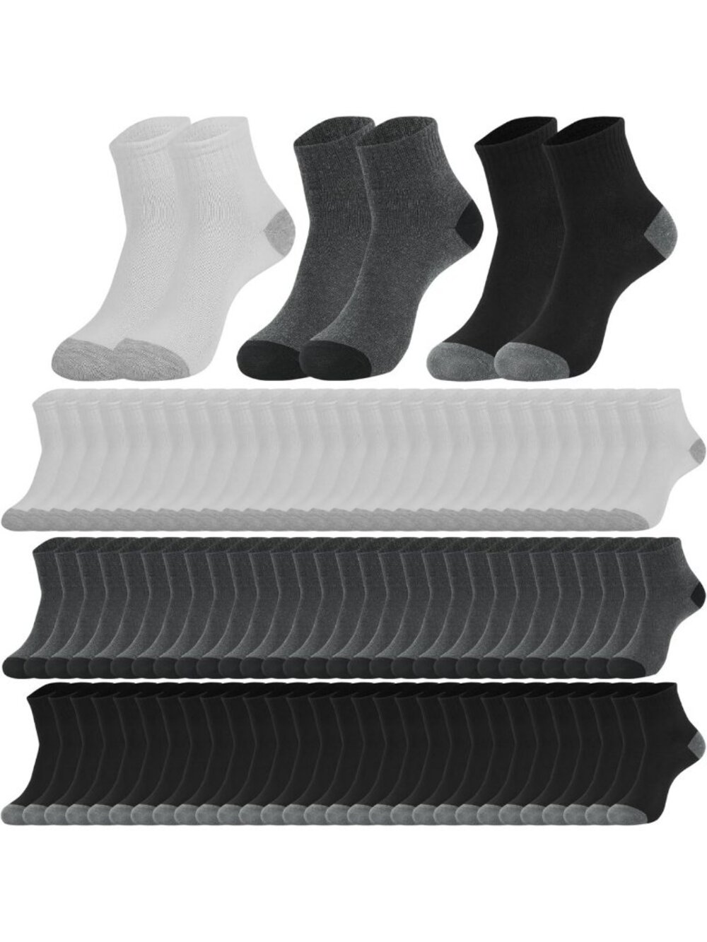 150 Pairs Athletic Quarter Socks for Men & Women - Casual Ankle Sports Socks